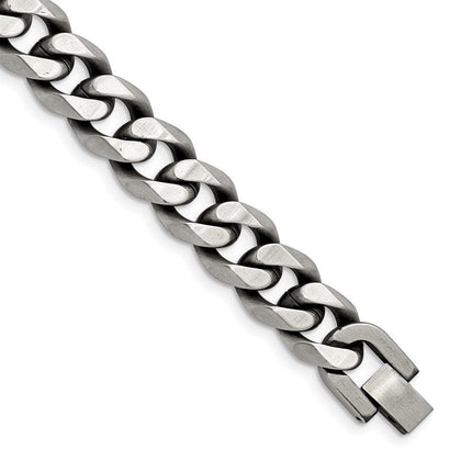 Stainless Steel Antiqued and Brushed 13mm Curb 8.5in Bracelet ,