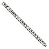Stainless Steel Antiqued and Brushed 13mm Curb 8.5in Bracelet ,