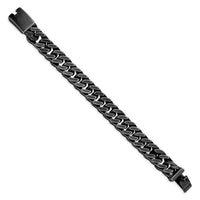 Stainless Steel Antiqued and Brushed 15mm Curb 8.5in Link Bracelet ,