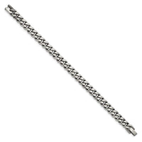 Stainless Steel Antiqued and Brushed 9mm Curb 8.25in Bracelet ,