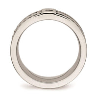 Stainless Steel Antiqued and Brushed with CZ Twisted 9.00mm Band ,