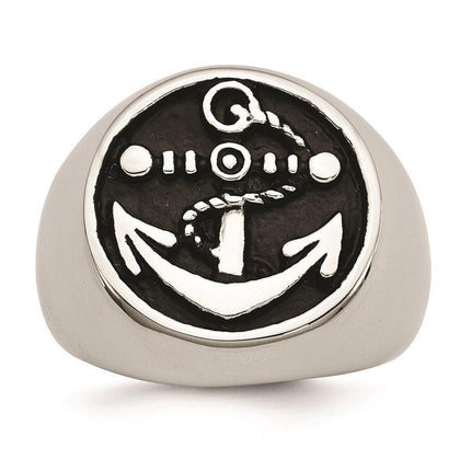 Stainless Steel Antiqued and Polished Anchor Ring ,