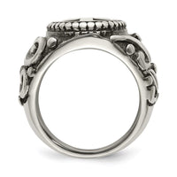 Stainless Steel Antiqued and Polished Cross Ring ,