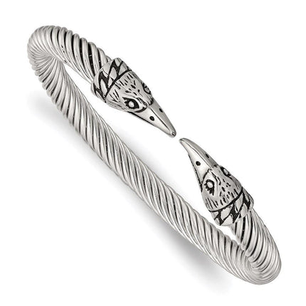 Stainless Steel Antiqued and Polished Eagle Cuff Bangle ,