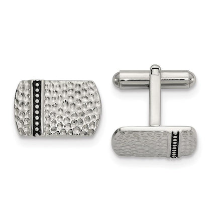Stainless Steel Antiqued and Polished Hammered Cuff Links ,