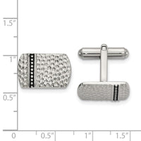Stainless Steel Antiqued and Polished Hammered Cuff Links ,