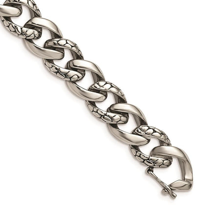 Stainless Steel Antiqued & Polished Links 8.5in Bracelet ,
