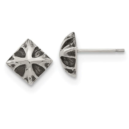 Stainless Steel Antiqued and Polished Post Earrings ,