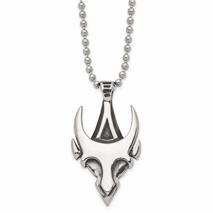 Stainless Steel Antiqued & Polished Skull 22in Necklace ,
