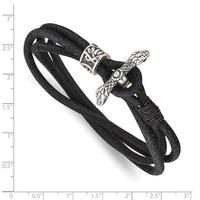 Stainless Steel Antiqued & Polished Snake Suede 16.5in Wrap Bracelet ,