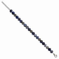 Stainless Steel Antiqued & Polished Sodalite 7.5in w/1in ext Bracelet ,