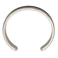 Stainless Steel Antiqued & Polished w/Textured Leather Inlay 12mm Bangle ,