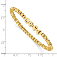 Stainless Steel Antiqued and Polished Yellow IP LOVE Stretch Bracelet ,