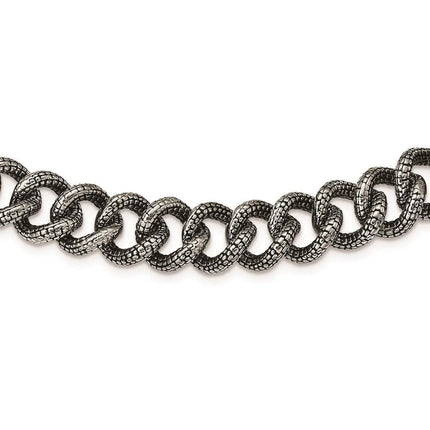Stainless Steel Antiqued & Textured Links 24in Necklace ,