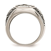 Stainless Steel Antiqued & Yellow IP-plated Cross Ring ,