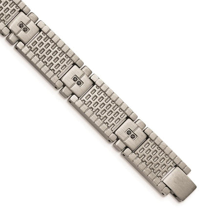 Stainless Steel Antiqued Brushed CZ Bracelet ,