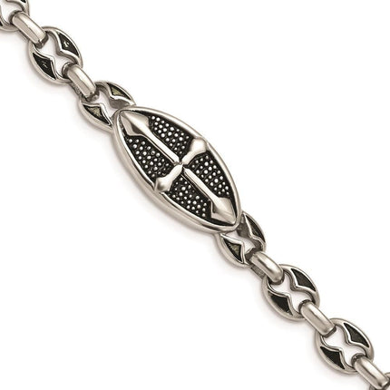 Stainless Steel Antiqued Links 9in Toggle Bracelet ,