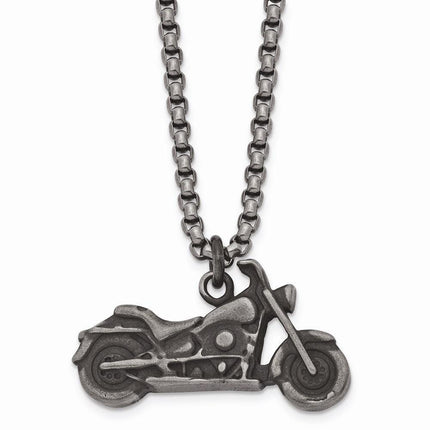 Stainless Steel Antiqued Motorcycle Necklace ,