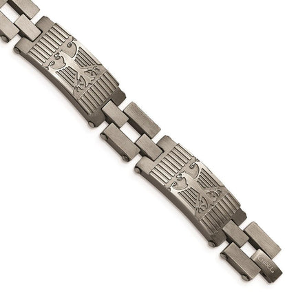 Stainless Steel Antiqued Polished and Brushed Bracelet ,