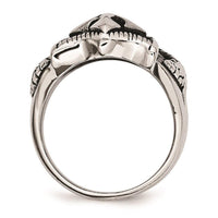 Stainless Steel Antiqued Shield Ring ,