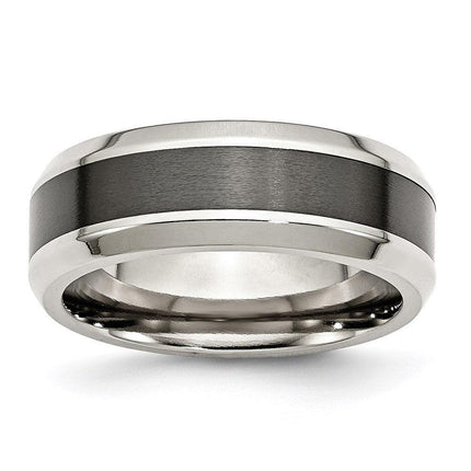 Stainless Steel Base w/Brushed Black Ceramic Center Beveled Band ,
