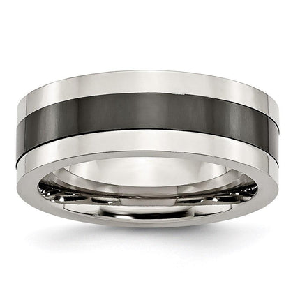 Stainless Steel Base with Polished Black Ceramic Center Band ,