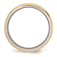 Stainless Steel Beveled Edge 5mm Brushed/Polished Yellow IP-plated Band ,
