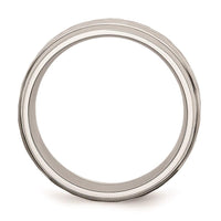 Stainless Steel Beveled Edge 8mm Hammered Brushed Polished Band ,
