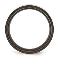 Stainless Steel Beveled Edge Black IP-plated 8mm Brushed Band ,