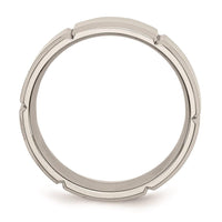 Stainless Steel Beveled Edge Grooved 8mm Brushed/Polished Band ,