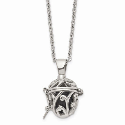 Stainless Steel Black Agate Fancy Pendant Necklace ,