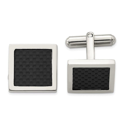 Stainless Steel Black Carbon Fiber Cufflinks ,