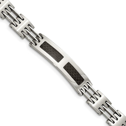 Stainless Steel Black Carbon Fiber Inlay 8.5in ID Bracelet ,