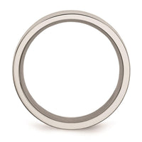 Stainless Steel Black Carbon Fiber Inlay Flat 8mm Polished Band ,