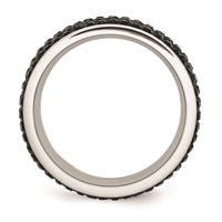 Stainless Steel Black Crystal 9mm Eternity Ring ,