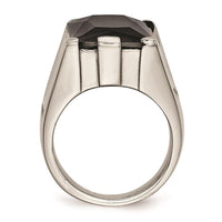 Stainless Steel Black CZ Polished Ring ,