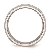 Stainless Steel Black Enamel 8mm Polished Beveled Edge Band ,