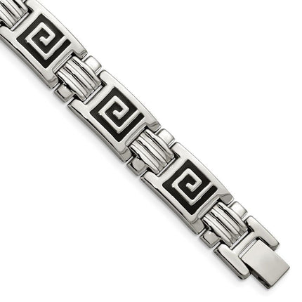 Stainless Steel Black Enamel 9in Bracelet ,