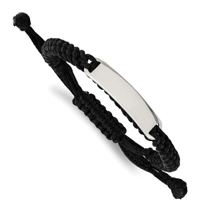 Stainless Steel Black Fabric w/ID Plate Adjustable Bracelet ,