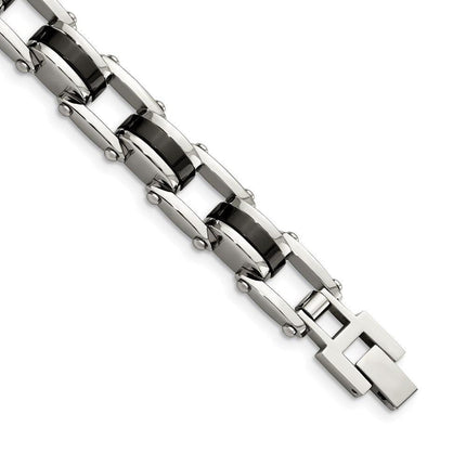 Stainless Steel Black IP-plated 8.50in Bracelet ,