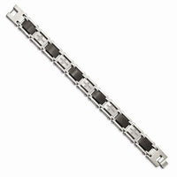 Stainless Steel Black IP-plated & 1/4ct. Diamond 8.75in Bracelet ,