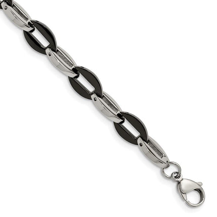 Stainless Steel Black IP plated Fancy 7.5in Bracelet ,