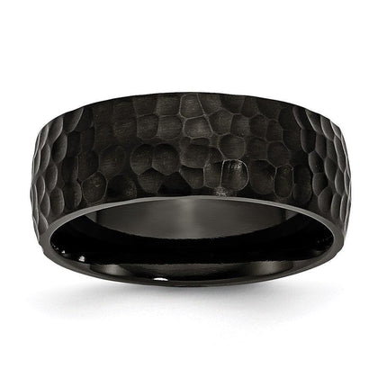 Stainless Steel Black IP-plated Hammered 8mm Band ,