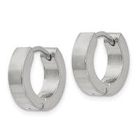 Stainless Steel Black IP-Plated Hinged Hoop Earrings ,