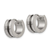 Stainless Steel Black IP-Plated Laser cut Hoop Earrings ,