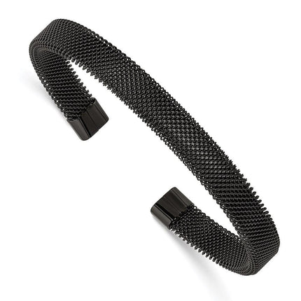 Stainless Steel Black IP plated Mesh Cuff Bracelet ,