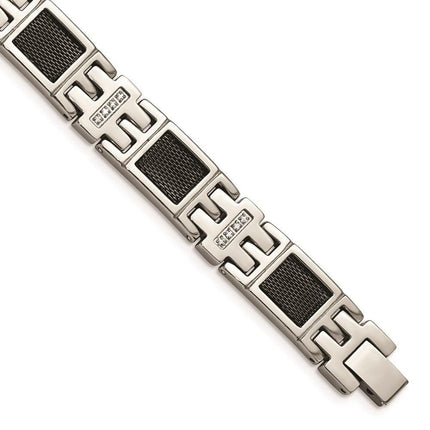 Stainless Steel Black IP-plated Mesh1/3ct tw. Diamond Bracelet ,
