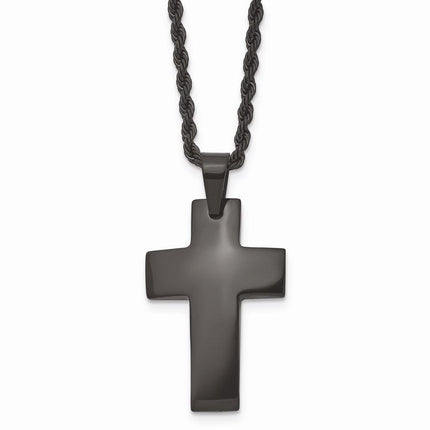 Stainless Steel Black IP-plated Polished Cross Necklace ,