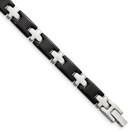 Stainless Steel Black-plated 8in Bracelet ,