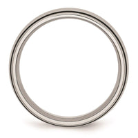 Stainless Steel Black Rubber 8mm Brushed Band ,